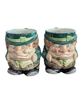 Set Of 2 Fitz & Floyd "Shaughnessy's Little People" St. Patrick's Day mugs from